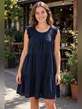 Old Navy Black Tiered Ruffle Sleeve Mini Dress